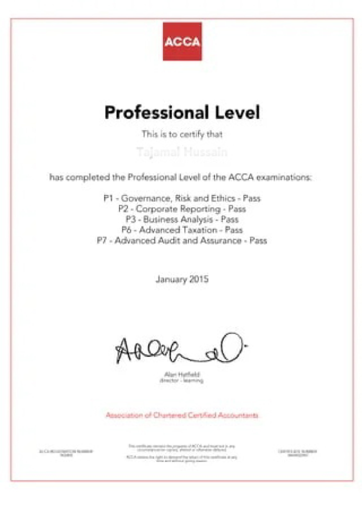 ACCA Professional Level Certificate